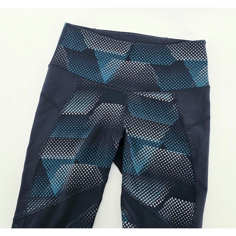 Athleta Geometric Mesh Activewear Leggings Size XS Women Navy Blue Gym Tights